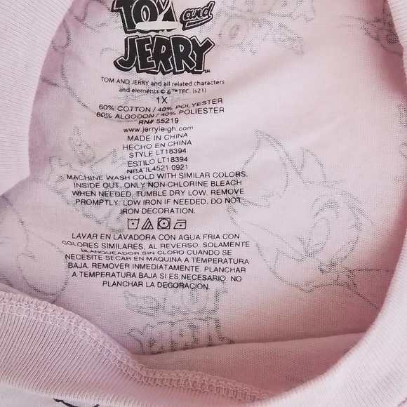 Womens Graphic T-Shirt Plus Size 1X Tom and Jerry‎ Cotton Tee Short Sleeve Crew - Picture 5 of 8